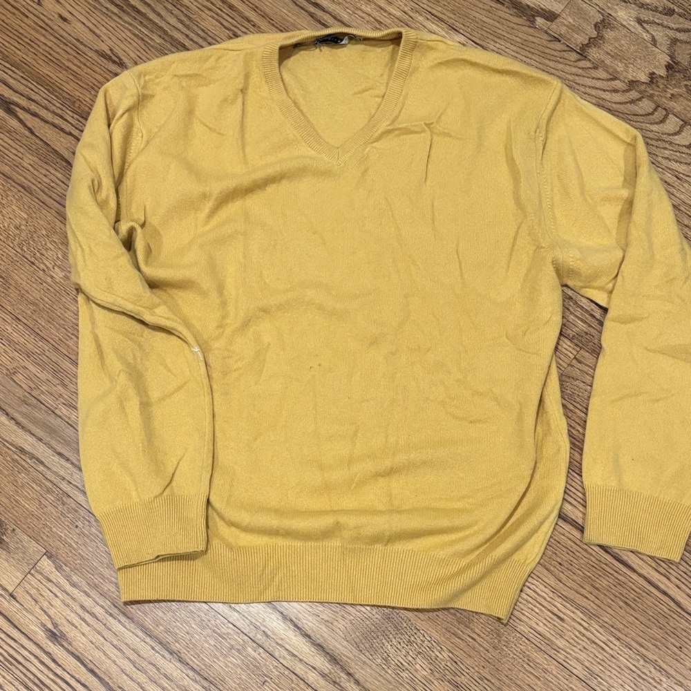 Ballantyne Cashmere Men's Yellow V-Neck SweaterXXL